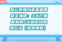 风云传媒抖音直播带货实操课:3 天打爆直播间 7 天稳定自然流玩法【视频课程】-蜗牛学社