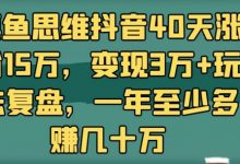 摸鱼思维抖音40天涨粉15万,变现3万+玩法复盘,一年至少多赚几十万-蜗牛学社