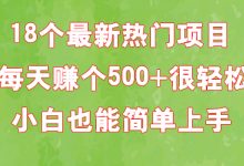 18个最新热门项目:每天赚个500+很轻松,小白也能简单上手-蜗牛学社