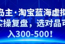 黄岛主·淘宝蓝海虚拟选品实操复盘,选对品可日入300-500-蜗牛学社