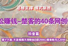 《楚客的40条锦囊-抖音篇》第十六条:不发视频不用粉丝日获2000+精准粉月入20W-蜗牛学社