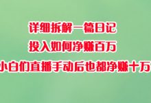 详细拆解一篇日记0投入如何净赚百万,小白们直播手动后也都净赚10万-蜗牛学社