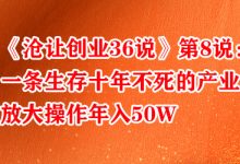 《沧让创业36说》第8说:一条生存十年不死的产业,放大操作年入50W-蜗牛学社