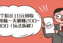 一个粉丝10元回收,一台电脑一天躺赚200-1000(玩法拆解)-蜗牛学社