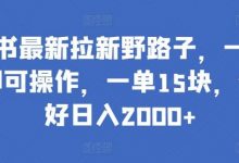 小红书最新拉新野路子,一部手机即可操作,一单15块,做得好日入2000+-蜗牛学社