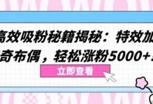 两个高效吸粉秘籍揭秘:特效加持与神奇布偶,轻松涨粉5000+-蜗牛学社