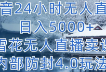 抖音24小时无人直播 日入5000+,雪花无人直播卖课,内部防封4.0玩法-蜗牛学社