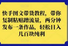 快手图文带货教程,带你复制粘贴蹭流量,两分钟发布一条作品,轻松日入几百块纯利-蜗牛学社
