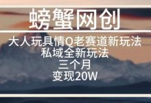 大人玩具情Q用品赛道私域全新玩法,三个月变现20W,老项目新思路-蜗牛学社