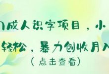 冷门成人识字项目,小白上手轻松,暴力创收月入5w+-蜗牛学社