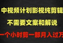 中视频计划影视纯剪辑,不需要文案和解说,一个小时剪一部,100%过原创月入过万-蜗牛学社
