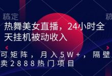 热舞美女直播,24小时全天挂机被动收入,可矩阵,月入5W+,隔壁卖2888热门项目【揭秘】-蜗牛学社