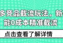 拼多多竞品截流玩法,新手也能0成本精准截流-蜗牛学社