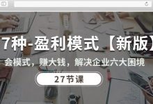 27种盈利模式【新版】会模式,赚大钱,解决企业六大困境 (27节课)-蜗牛学社