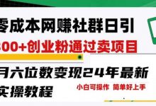 零成本网创群日引300+创业粉,卖项目月六位数变现,门槛低好上手,24年最新实操教程-蜗牛学社