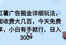 小红薯广告掘金详细玩法,外面收费大几百,小白有手就行,日入300+-蜗牛学社