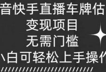 抖音快手直播车牌估值变现项目,无需门槛,小白可轻松上手操作-蜗牛学社