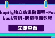 Shopify独立站进阶课程-Facebook营销-跨境电商教程-蜗牛学社