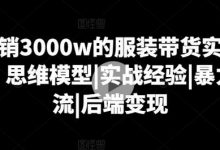 月销3000w的服装带货实战课,思维模型|实战经验|暴力引流|后端变现-蜗牛学社