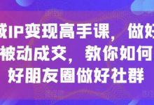 私域IP变现高手课,做好私域,被动成交,教你如何打造好朋友圈做好社群-蜗牛学社