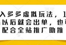 0投入多多虚拟玩法,150个品以后就会出单,也可以配合全站推广助推-蜗牛学社
