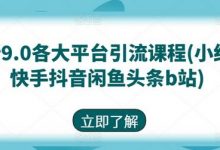 最新9.0各大平台引流课程(小红书快手抖音闲鱼头条b站)-蜗牛学社