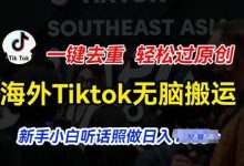 海外Tiktok短视频无脑搬运,一键去重轻松过原创,新手小白听话照做日入几张-蜗牛学社