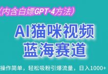 AI猫咪视频蓝海赛道,操作简单,轻松吸粉引爆流量,日入1K-蜗牛学社