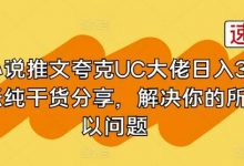 小说推文夸克UC大佬日入3张纯干货分享,解决你的所以问题-蜗牛学社