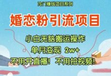 小红书婚恋粉引流,不用开直播,不用拍视频,不用做交付-蜗牛学社