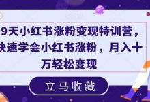 19天小红书涨粉变现特训营,快速学会小红书涨粉,月入十万轻松变现-蜗牛学社