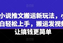 小说推文搬运新玩法，小白轻松上手，搬运发视频让搞钱更简单-蜗牛学社