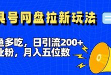 一鱼多吃,日引流200+创业粉,全平台工具号,网盘拉新新玩法月入5位数-蜗牛学社