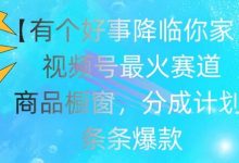 【有个好事降临你家】视频号爆火赛道,商品橱窗,分成计划,条条爆款-蜗牛学社