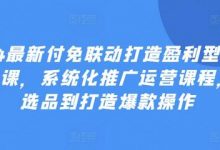 2024最新付免联动打造盈利型店铺实操课,系统化推广运营课程,从选品到打造爆款操作-蜗牛学社