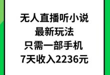 无人直播听小说最新玩法,只需一部手机,7天收入2236元-蜗牛学社