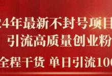 2024年最新不封号项目拆解引流高质量创业粉,全程干货单日轻松引流100+-蜗牛学社