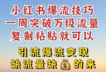 小红书爆流技巧,一周突破万级流量,复制粘贴就可以,引流爆流变现-蜗牛学社