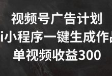 视频号广告计划,AI小程序一键生成作品, 单视频收益300+-蜗牛学社