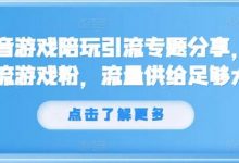 抖音游戏陪玩引流专题分享,引流游戏粉,流量供给足够大-蜗牛学社