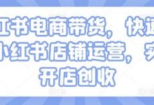 小红书电商带货,快速掌握小红书店铺运营,实现开店创收-蜗牛学社