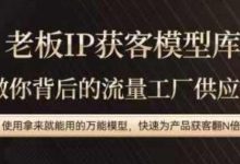 老板IP流量供应链,动作越少,账号越好,使用拿来就能用的万能模型,快速为产品获客翻N倍-蜗牛学社
