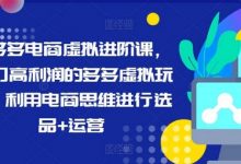 拼多多电商虚拟进阶课,学习高利润的多多虚拟玩法,利用电商思维进行选品+运营(更新)-蜗牛学社