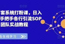 全网首套系统打粉课,日入3k+,手把手各行引流SOP团队实战教程-蜗牛学社