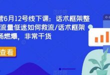 直播运营6月12号线下课:话术框架整体设计/流量低迷如何救流/话术框架等,全场燃爆,非常干货-蜗牛学社