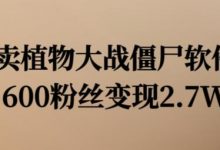 卖植物大战僵尸软件,600粉丝变现2.7W-蜗牛学社