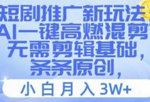 短剧推广新玩法,AI一键高燃混剪,无需剪辑基础,条条原创,小白月入3W+-蜗牛学社