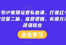 小红书IP变现运营私教课,打通红书IP变现任督二脉,底层逻辑、实操方法、战训结合-蜗牛学社