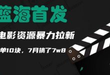 蓝海首发，靠电影资源暴力拉新，一单10块，7月搞了7w8-蜗牛学社