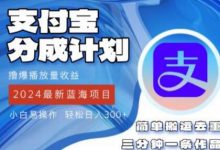2024蓝海项目，支付宝分成计划项目，教你刷爆播放量收益，三分钟一条作品-蜗牛学社